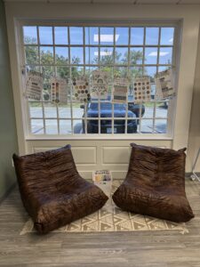 Two bean bag chairs in calming corner